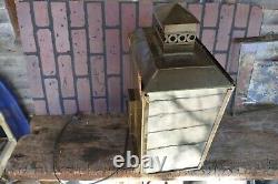 Large early antique street light outdoor yard tin oil lamp electrified