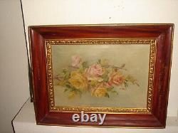 Large old oil painting, Beautiful roses, signed B. Zambaldi. Is antique