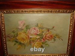 Large old oil painting, Beautiful roses, signed B. Zambaldi. Is antique