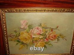 Large old oil painting, Beautiful roses, signed B. Zambaldi. Is antique