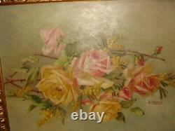 Large old oil painting, Beautiful roses, signed B. Zambaldi. Is antique