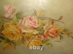 Large old oil painting, Beautiful roses, signed B. Zambaldi. Is antique