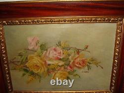 Large old oil painting, Beautiful roses, signed B. Zambaldi. Is antique