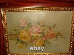 Large old oil painting, Beautiful roses, signed B. Zambaldi. Is antique