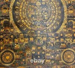 Large rare Original Hand painted buddha mandala Tibetan Thanka Oil Painting
