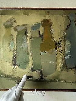 Larry Bock Antique Modern Abstract Still Life Oil Painting Old Vintage Cubism 64