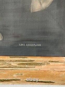 Lois Lingemann Antique Boy Girl Oil Painting Old Modern Art Deco Horse Carousel