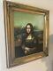 Mcm Antique Vtg Framed Oil Painting Portrait Canvas Mona Lisa Leonardo Da Vinci
