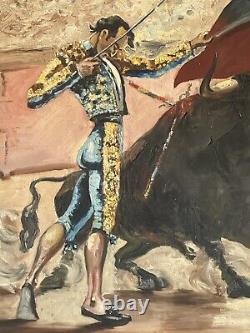 Maldonado Antique Spanish Matador Bullfighter Oil Painting Old Vintage 1956