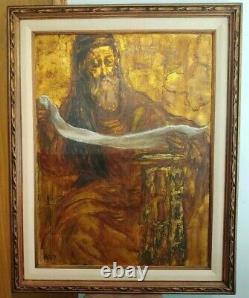 Margaret Maio Oil on Canvas Old Man with Scroll framed 49X38