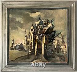Milt Gross Antique Modern Abstract Landscape Oil Painting Old Famous Cartoonist