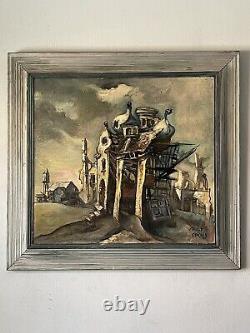Milt Gross Antique Modern Abstract Landscape Oil Painting Old Famous Cartoonist