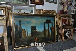 Monumental Antique Allegorical Masterpiece Oil On Canvas