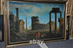 Monumental Antique Allegorical Masterpiece Oil On Canvas