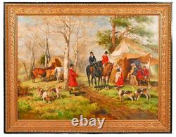 Mural, Oil Painting, Jack Levine, Signed, Hunt Scene, Carved, Vintage / Antique