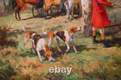 Mural, Oil Painting, Jack Levine, Signed, Hunt Scene, Carved, Vintage / Antique