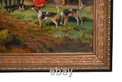 Mural, Oil Painting, Jack Levine, Signed, Hunt Scene, Carved, Vintage / Antique