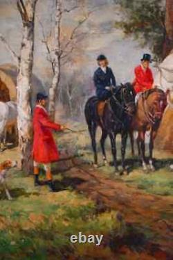 Mural, Oil Painting, Jack Levine, Signed, Hunt Scene, Carved, Vintage / Antique