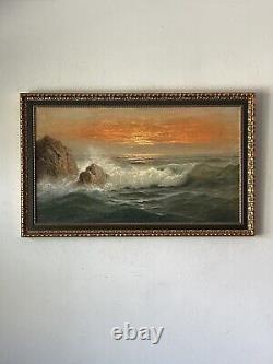 Nels Hagerup Antique Modern California Seascape Oil Painting Old Ocean Landscape