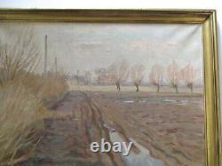 Niels Lindberg Vintage Antique Oil Painting Impressionist Landscape Sunset Large