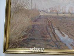 Niels Lindberg Vintage Antique Oil Painting Impressionist Landscape Sunset Large