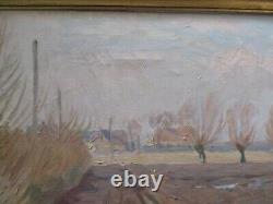 Niels Lindberg Vintage Antique Oil Painting Impressionist Landscape Sunset Large