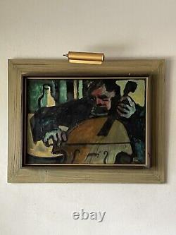 Norman Kirk Antique Modern Musician Man Oil Painting Old Vintage Cubism Abstract