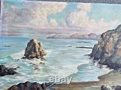 Old Antique Oil Painting California Plein Air Beach Listed Art Mf Carlstedt