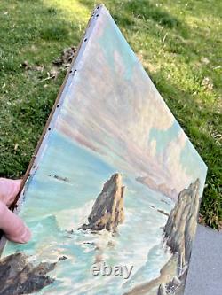 Old Antique Oil Painting California Plein Air Beach Listed Art Mf Carlstedt