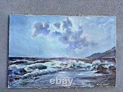 Old Antique Oil Painting California Plein Air Beach Listed Margaret Carlstedt