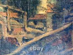 Old Antique Oil Painting Frederick Waters Watts Bridge Figures Hendon Middlesex