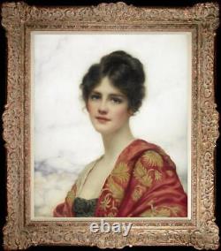 Old Master-Art Antique Oil Painting Portrait girl lady on canvas 20x24