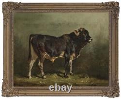 Old Master-Art Antique Oil Painting animal Cow on canvas 24x30