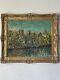 Outstanding Antique Mid Century Modern Abstract Oil Painting Old Vintage City