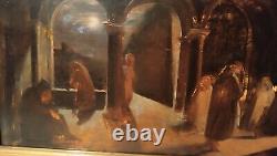 Painting Antique Large Sketch Oil On Board Greyfriars Convent Nineteenth Century