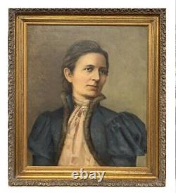 Painting Oil Canvas Portrait Masterpiece Beautiful Woman Antique 1800s