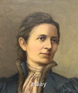 Painting Oil Canvas Portrait Masterpiece Beautiful Woman Antique 1800s
