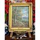Painting Trail In Forest Antique Fine Oil Art Signed & Framed