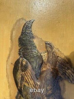 Pair Antique Still Life Of Mallards And Grouse Oil On Canvas Early 1900's