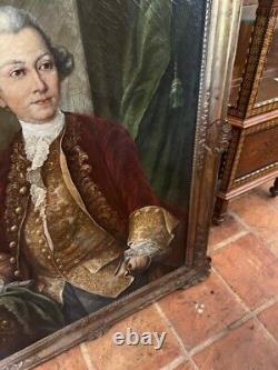 Pair of Large Antique Oil Paintings on Canvas Gilt Frame