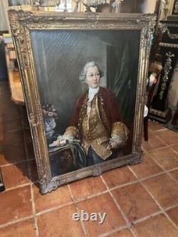 Pair of Large Antique Oil Paintings on Canvas Gilt Frame