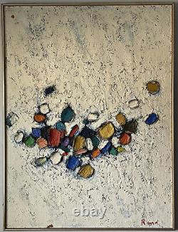 Paul Rand Antique MID Century Modern Abstract Oil Painting Old Vintage 1967 Rare
