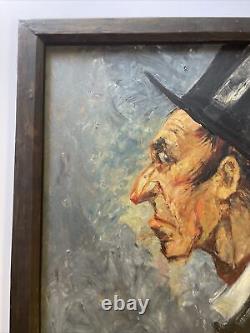Portrait Painting Modernism Antique Lincoln Illustration By Haase Large Oil Rare