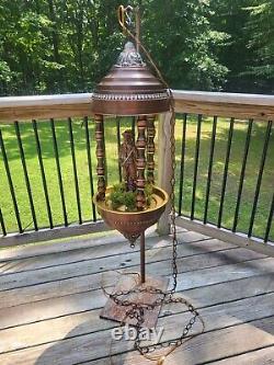 RARE Antique LARGE 36H Don Juan Mineral Oil Rain Hanging Lamp BEAUTIFUL