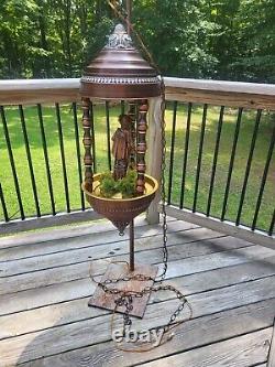 RARE Antique LARGE 36H Don Juan Mineral Oil Rain Hanging Lamp BEAUTIFUL