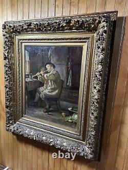 Rare Antique 1883 Francis Sydney Muschamp Masterpiece Oil Painting 33x30 Estate