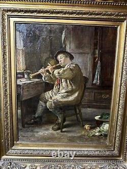 Rare Antique 1883 Francis Sydney Muschamp Masterpiece Oil Painting 33x30 Estate