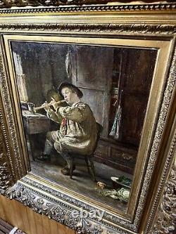 Rare Antique 1883 Francis Sydney Muschamp Masterpiece Oil Painting 33x30 Estate