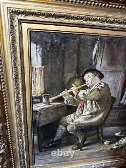 Rare Antique 1883 Francis Sydney Muschamp Masterpiece Oil Painting 33x30 Estate