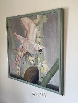 Rare Stark Davis Antique Parrot Impressionist Oil Painting Old Modern Deco Bird